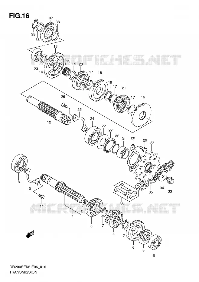 TRANSMISSION Suzuki MOTO 200 DR 2010  DR200SEL0(E6)