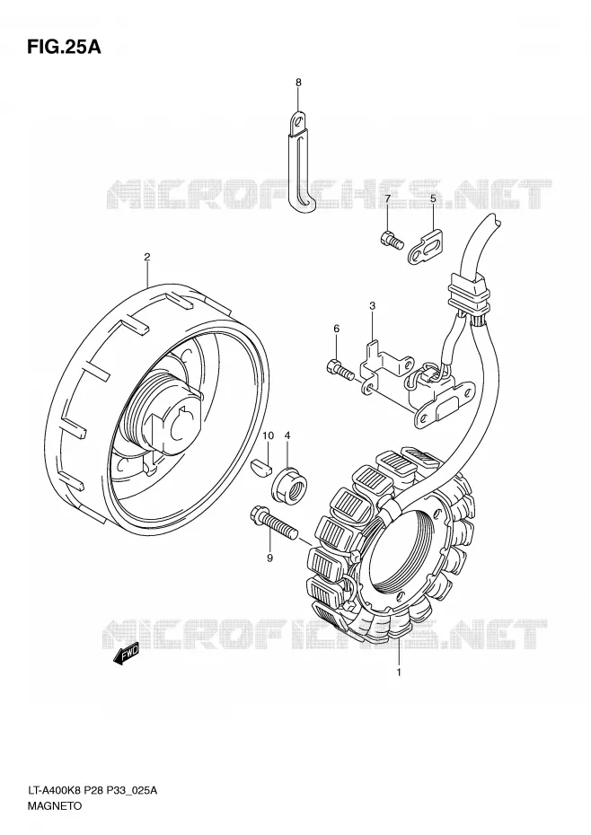 ALLUMAGE ROTOR - STATOR (MODEL L0) Suzuki QUAD 400 KINGQUAD 2010  LT-A400L0(P28/P33)