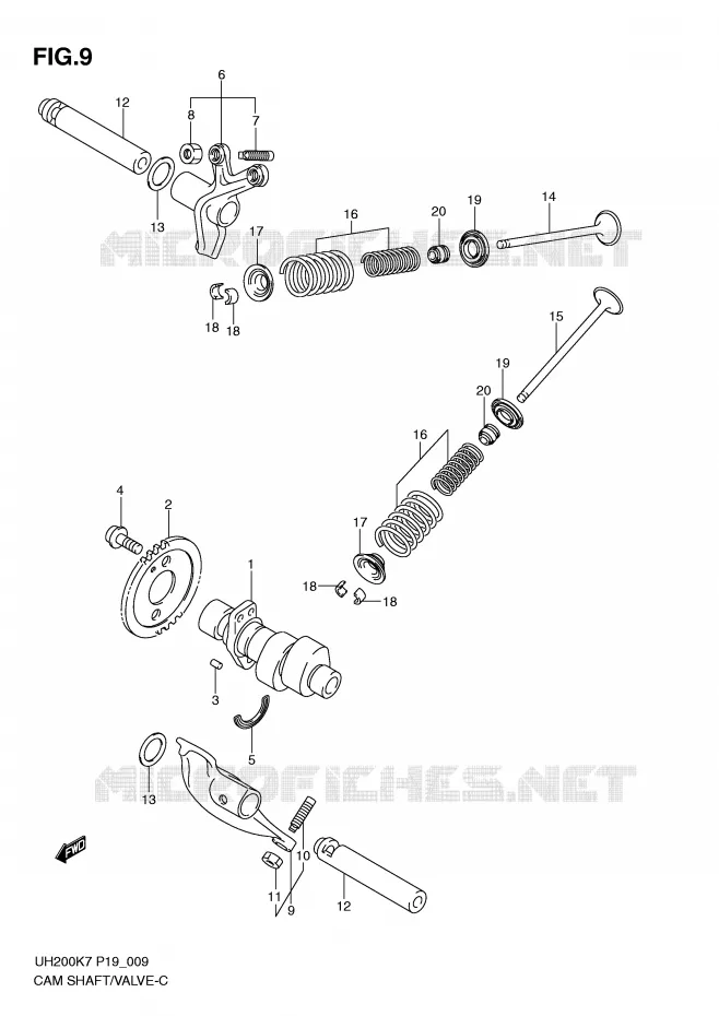 ARBRE A CAMES - SOUPAPES Suzuki SCOOTER 200 BURGMAN 2008  UH200K8(P19)