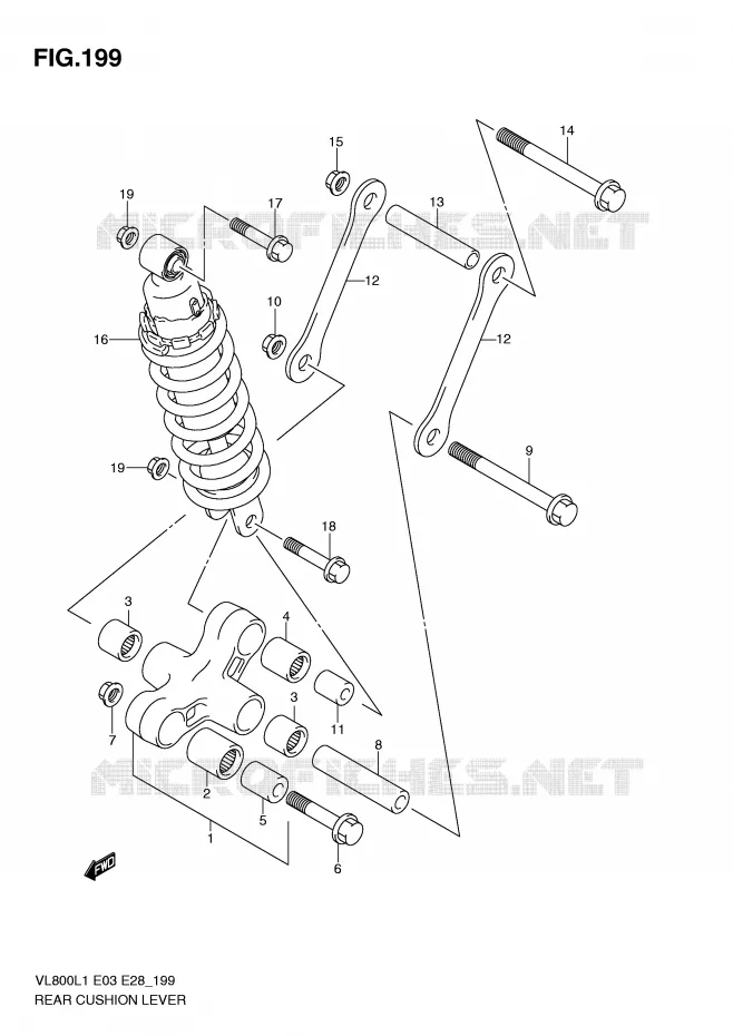 BIELLETTE DE SUSPENSION ARRIERE (VL800CL1 E28) Suzuki MOTO 800 VOLUSIA 2011  VL800CL1(E3/E28)