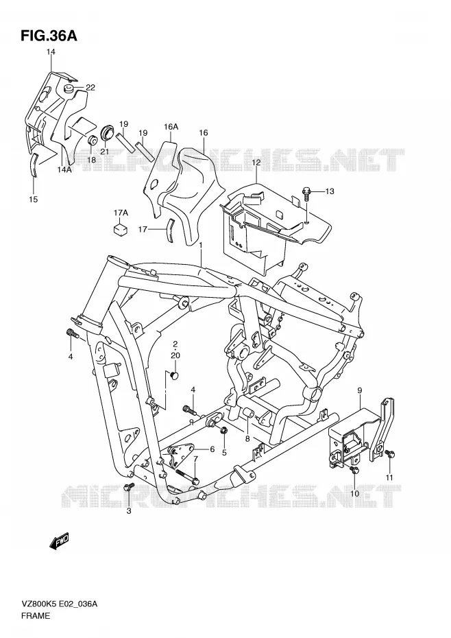 CADRE (MODEL K9) Suzuki MOTO 800 MARAUDER 2005  VZ800UK5(E2)