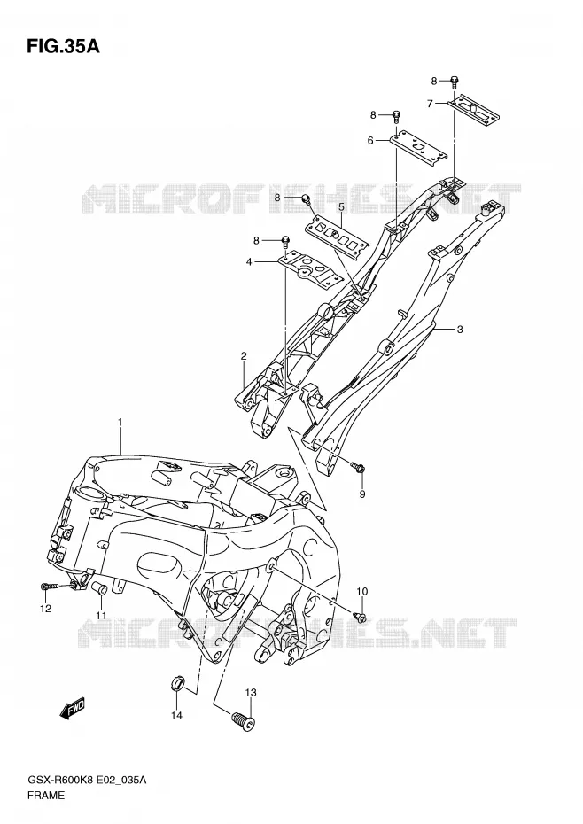 CADRE (MODEL L0) Suzuki MOTO 600 GSX-R 2010  GSX-R600L0(E2)