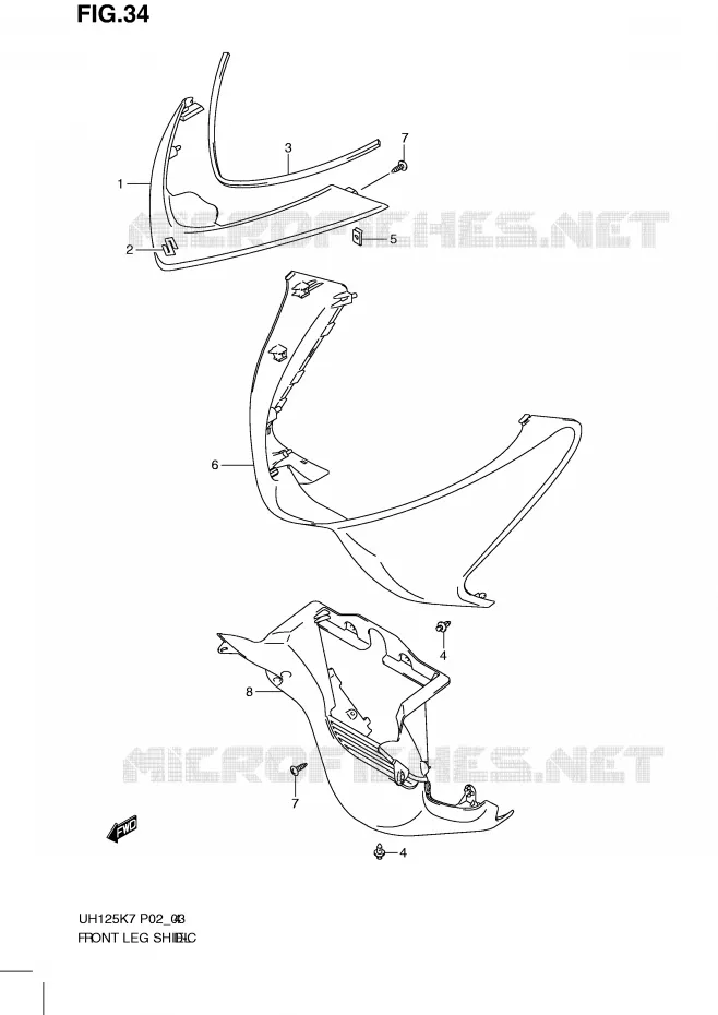 CARENAGE AVANT (MODEL K7) Suzuki SCOOTER 125 BURGMAN 2007  UH125K7(P2)