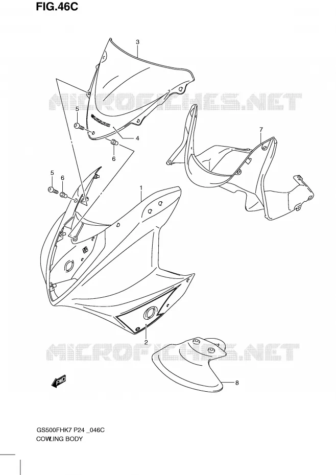 CARENAGES (GS500FHL0) Suzuki MOTO 500 GS-F 2008  GS500FHK8(P24)