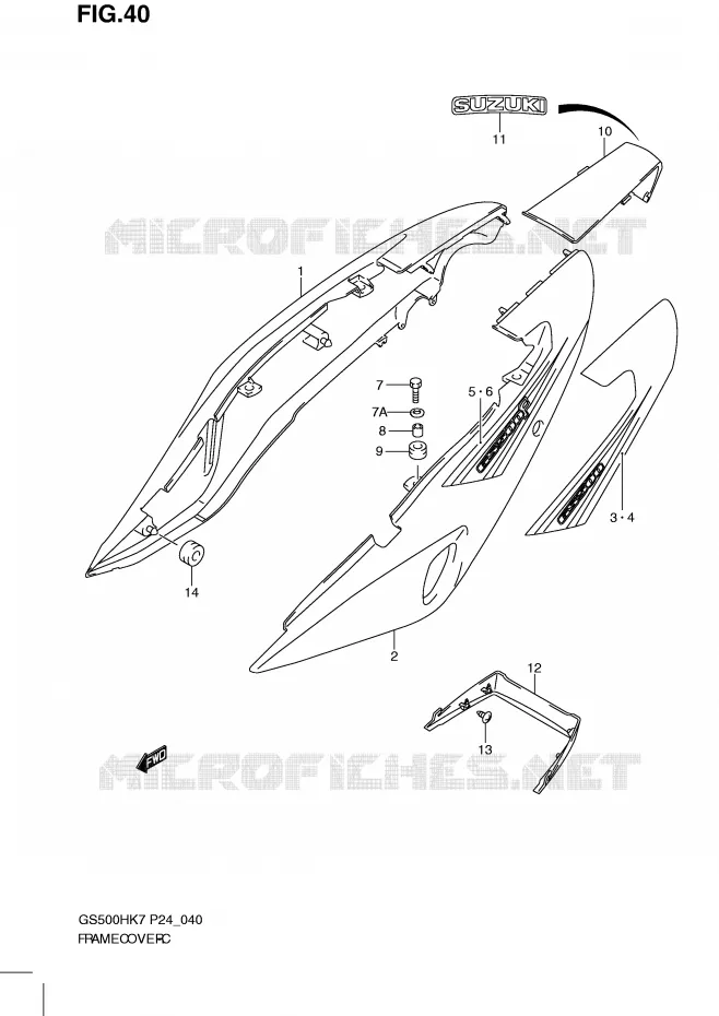 CARENAGES (MODEL K7) Suzuki MOTO 500 GS-F 2008  GS500FHK8(P24)