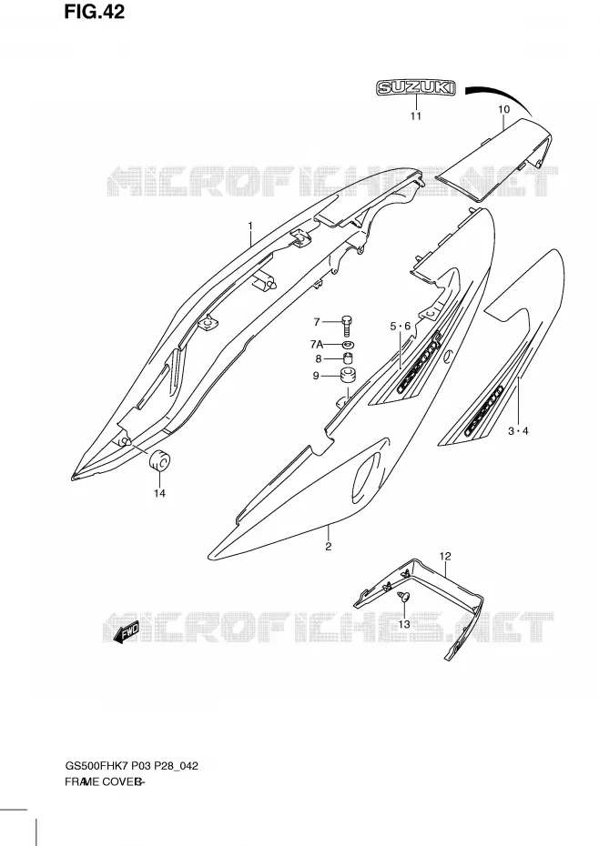 CARENAGES (MODEL K7) Suzuki MOTO 500 GS-F 2008  GS500FHK8(P3)