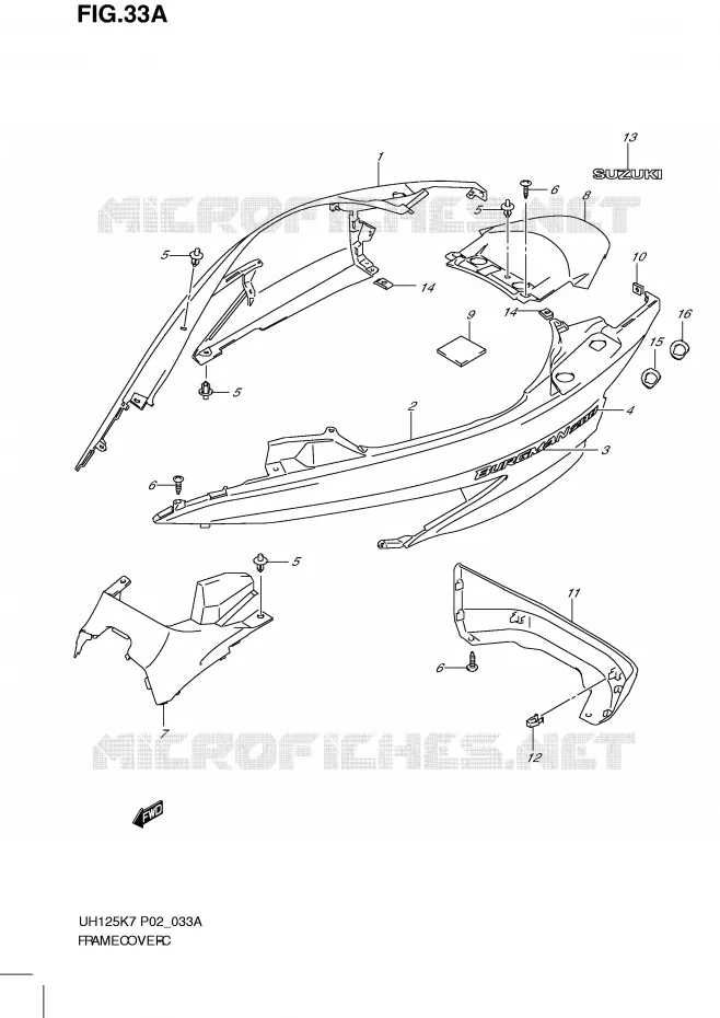 CARENAGES (MODEL K8) Suzuki SCOOTER 125 BURGMAN 2007  UH125K7(P2)