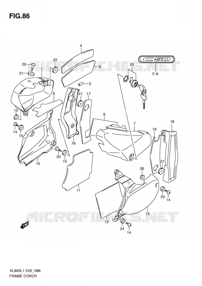 CARENAGES (VL800CL1 E24) Suzuki MOTO 800 VOLUSIA 2011  VL800CUEL1(E2)