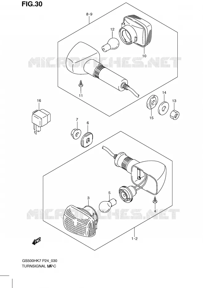 CLIGNOTANTS (GS500FH) Suzuki MOTO 500 GS-F 2008  GS500FHK8(P24)