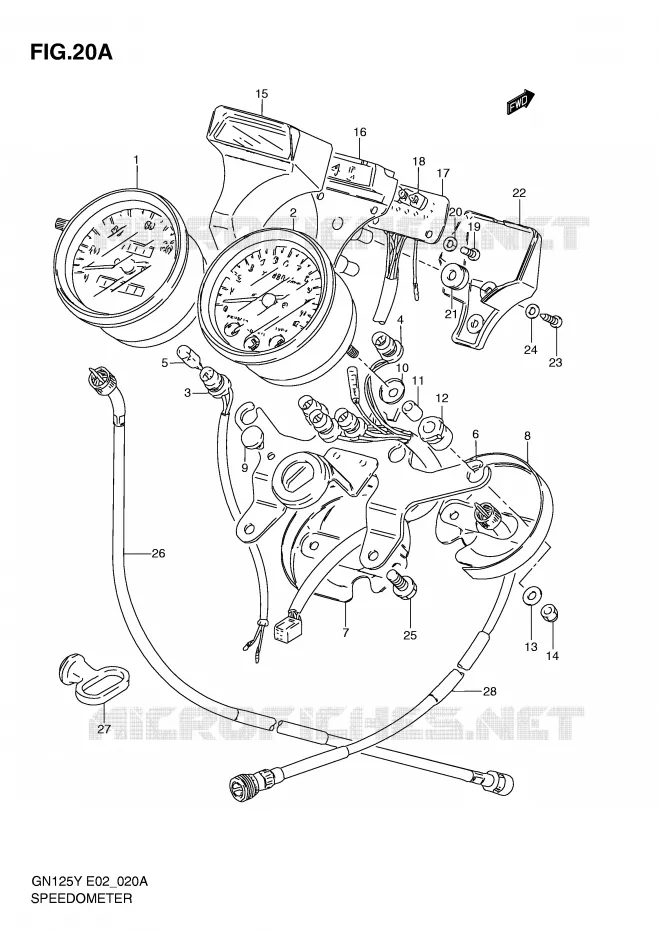 COMPTEUR (MODELE V/W/X/Y/K1 E1,E30) Suzuki MOTO 125 GN 2000  GN125EY(E2)