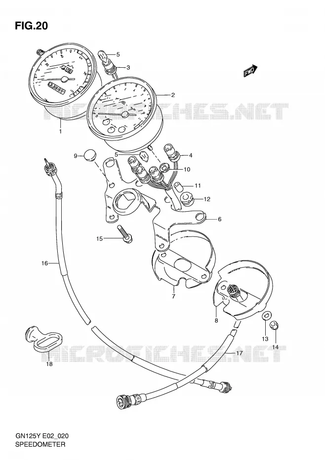 COMPTEUR (MODELE V/W/X/Y/K1) Suzuki MOTO 125 GN 2000  GN125EY(E2)