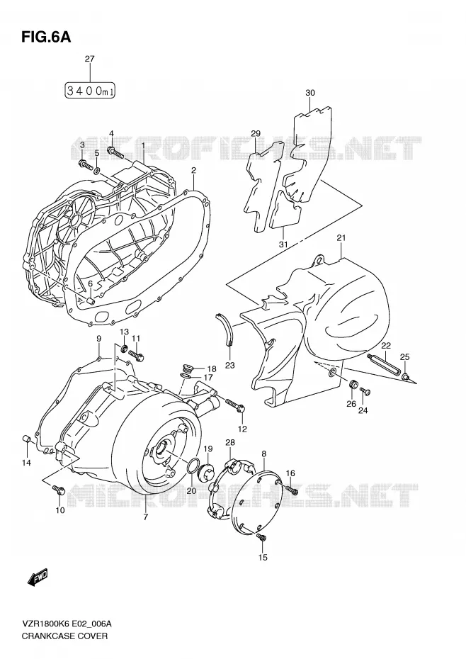 COUVERCLES DE CARTERS (MODEL K8/K9) Suzuki MOTO 1800 INTRUDER 2007  VZR1800U2K7(E2)