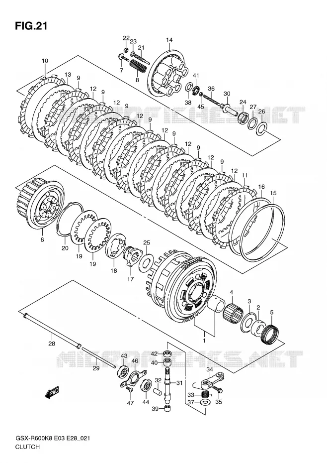 EMBRAYAGE Suzuki MOTO 600 GSX-R 2010  GSX-R600L0(E3/E28)
