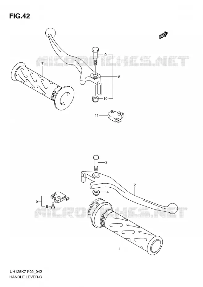 ENSEMBLE LEVIERS - POIGNEES Suzuki SCOOTER 125 BURGMAN 2009  UH125GK9(P2)
