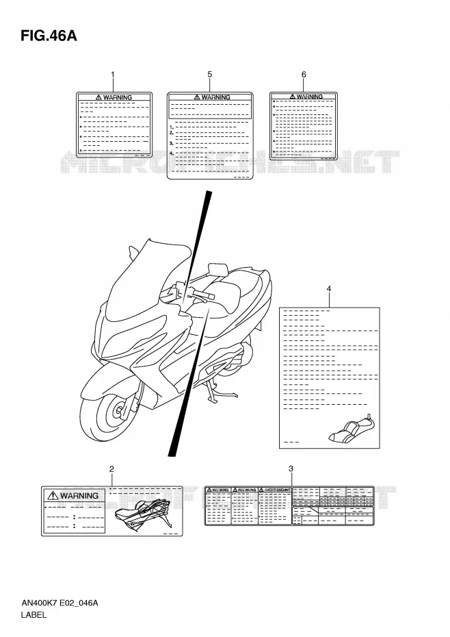 ETIQUETTE (MODEL L0) Suzuki SCOOTER 400 BURGMAN 2009  AN400ZAK9(E2)