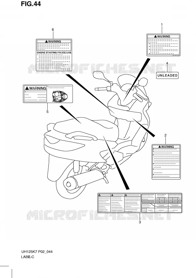 ETIQUETTE Suzuki SCOOTER 125 BURGMAN 2011  UH125GL0(P2)
