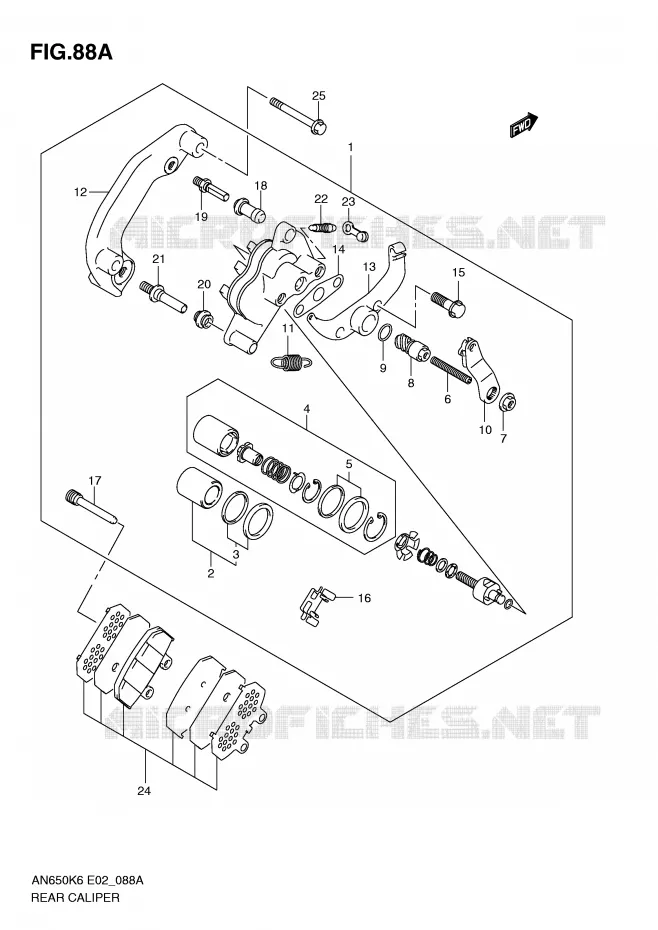 ETRIER DE FREIN ARRIERE (MODEL K9/L0) Suzuki SCOOTER 650 BURGMAN 2006  AN650AK6(E2)