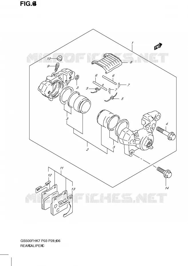 ETRIER DE FREIN ARRIERE Suzuki MOTO 500 GS-E 2008  GS500HK8(P3)