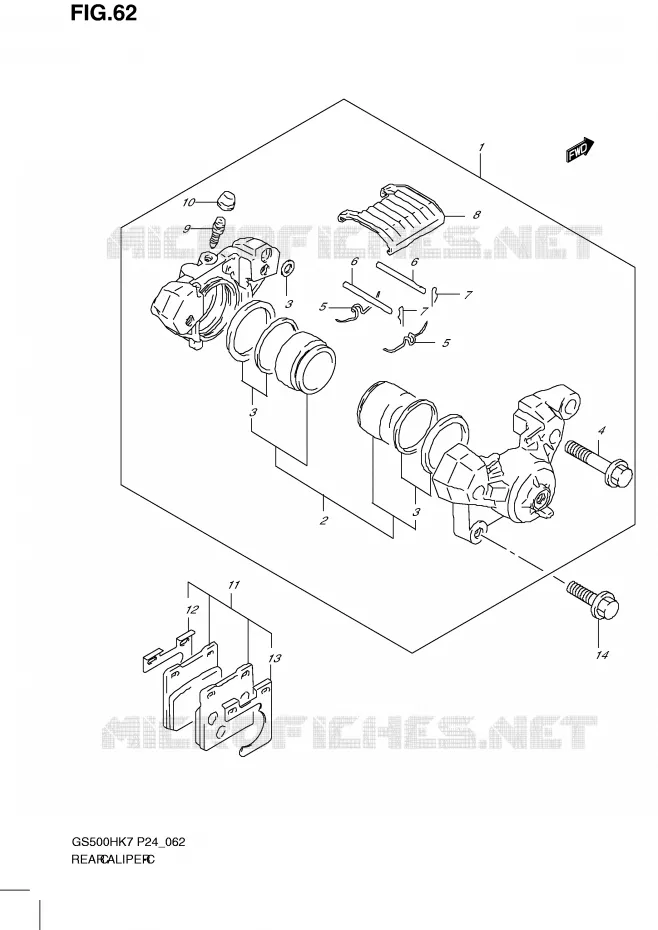 ETRIER DE FREIN ARRIERE Suzuki MOTO 500 GS-E 2009  GS500HK9(P24)