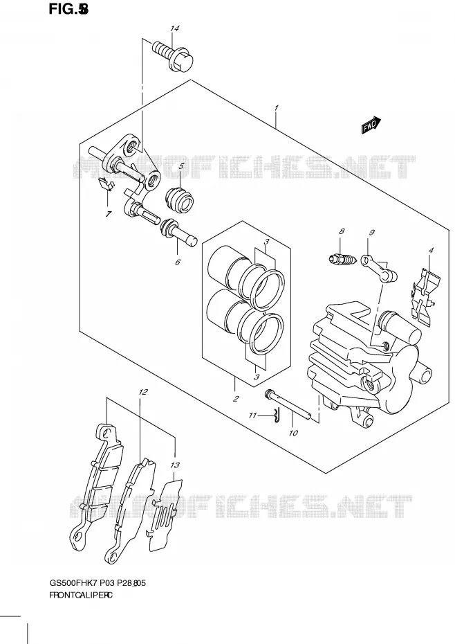 ETRIER DE FREIN AVANT Suzuki MOTO 500 GS-E 2007  GS500HK7(P3)
