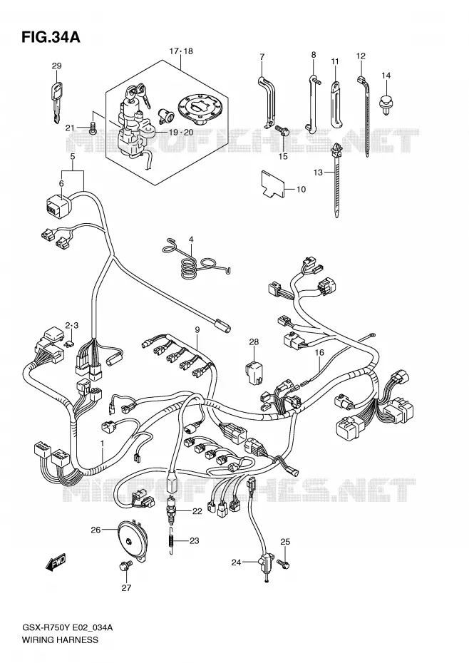 FAISCEAU ELECTRIQUE (MODELE K2) Suzuki MOTO 750 GSX-R 2000  GSX-R750U2Y(E2)
