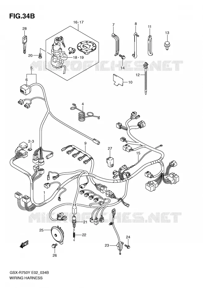 FAISCEAU ELECTRIQUE (MODELE K3) Suzuki MOTO 750 GSX-R 2000  GSX-R750U2Y(E2)
