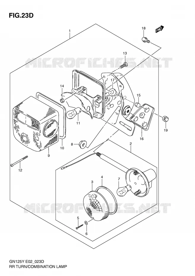 FEU ARRIERE (MODEL Y/K1 E2,E4,E18,E21,E22,E71) Suzuki MOTO 125 GN 2000  GN125EY(E2)