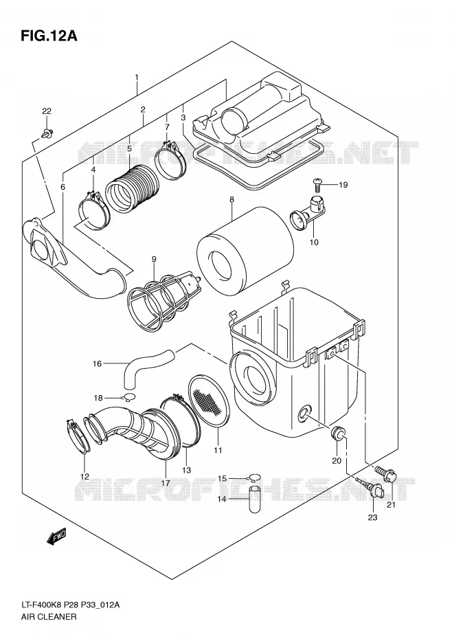 FILTRE A AIR (MODEL L0) Suzuki QUAD 400 KINGQUAD 2008  LT-F400K8(P28/P33)