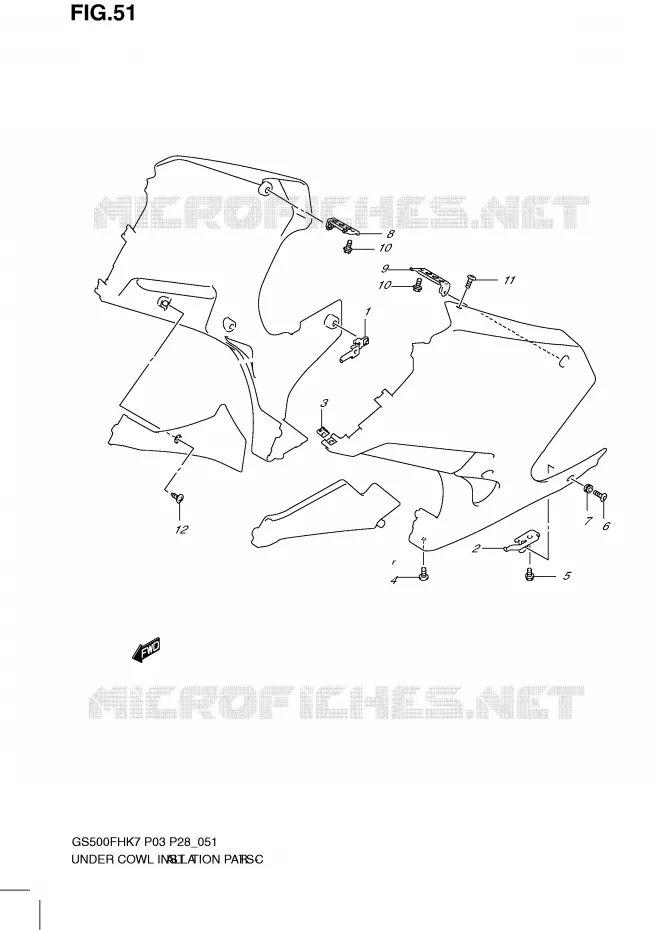 FIXATION DE CARENAGES (WITH COWLING) Suzuki MOTO 500 GS-F 2008  GS500FHK8(P3)