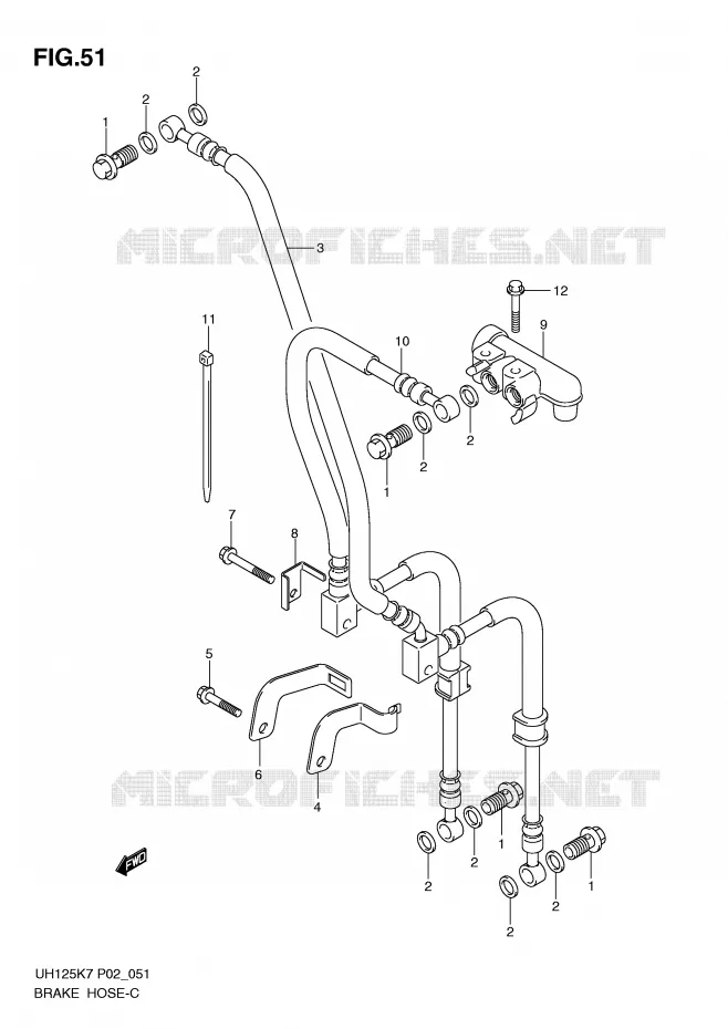 FLEXIBLE DE FREIN Suzuki SCOOTER 125 BURGMAN 2008  UH125K8(P2)