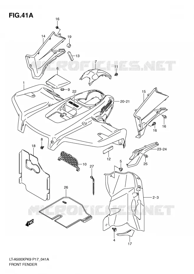 GARDE BOUE AVANT (MODEL L0) Suzuki QUAD 500 VINSON 2009  LT-A500XPK9(P17)