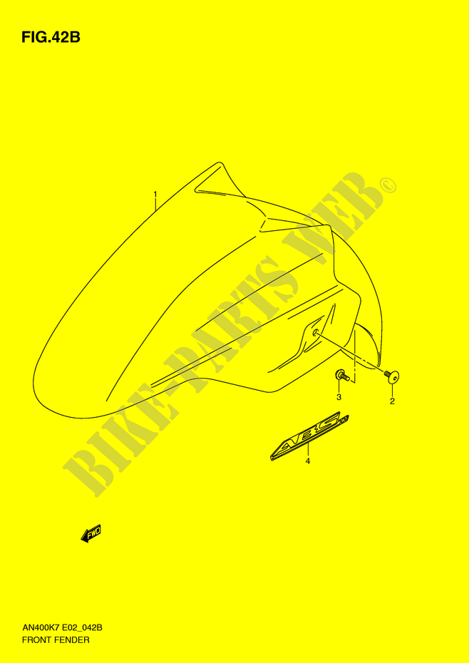 GARDE BOUE AVANT (MODEL L0) pour Suzuki BURGMAN 400 2009
