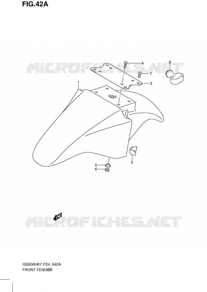 GARDE BOUE AVANT (MODEL LO) Suzuki MOTO 500 GS-E 2010  GS500HL0(P24)