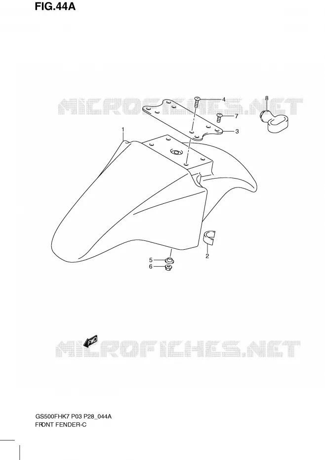 GARDE BOUE AVANT (MODEL LO) Suzuki MOTO 500 GS-E 2010  GS500HL0(P3)