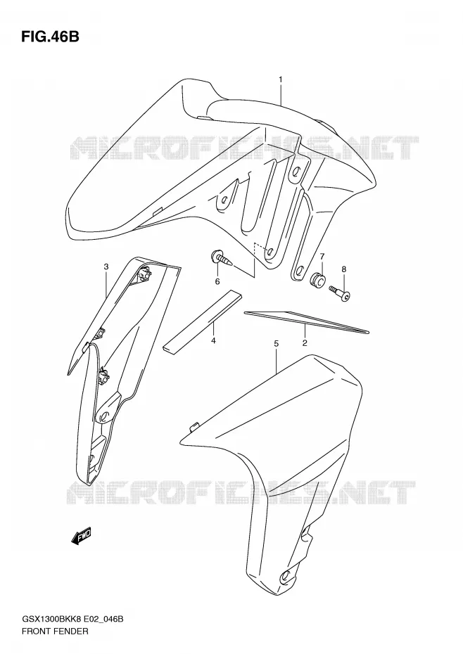 GARDE BOUE AVANT (WITHOUT ABS,MODEL L0) Suzuki MOTO 1300 B-KING 2009  GSX1300BKUFK9(E2)