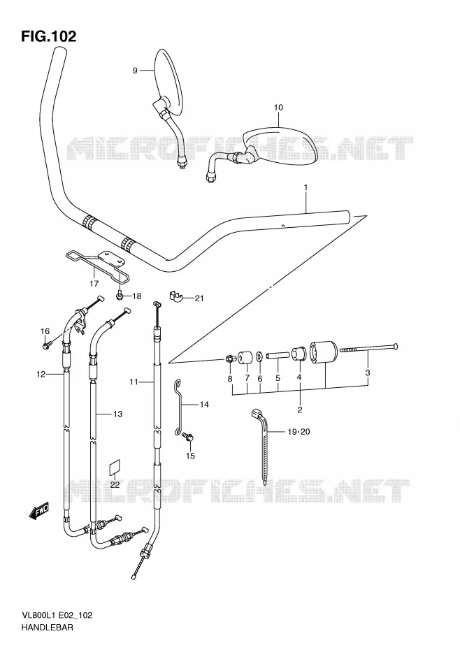 GUIDON (VL800L1 E24) Suzuki MOTO 800 VOLUSIA 2011  VL800CL1(E2)