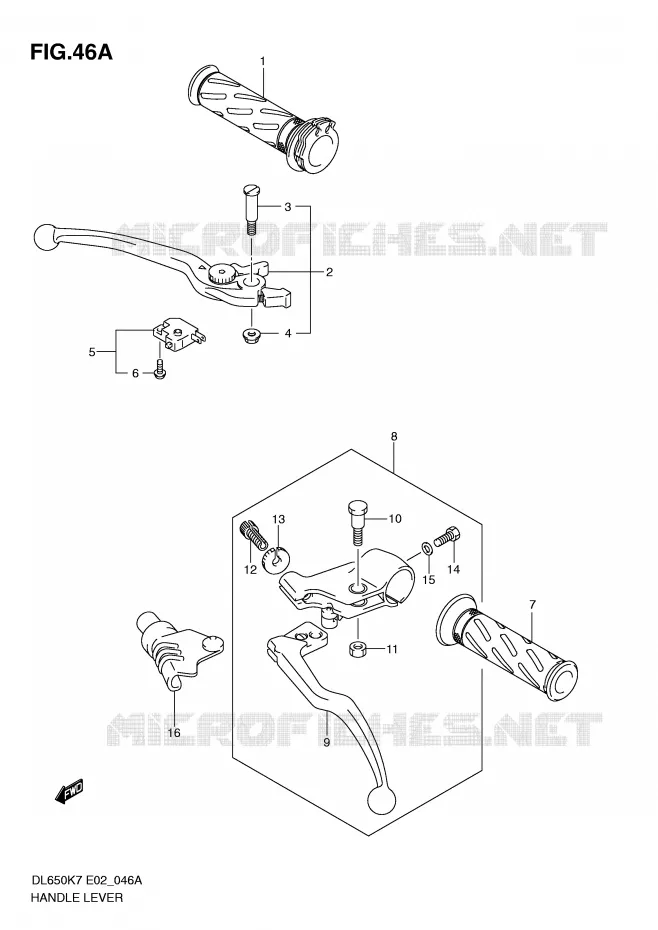 LEVIERS - POIGNEES (MODEL K9 E2,E19,E24) Suzuki MOTO 650 V-STROM 2007  DL650AK7(E2)