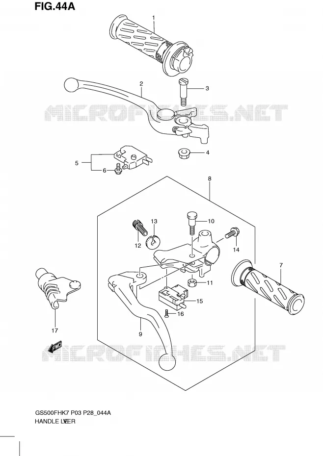 LEVIERS - POIGNEES (MODEL L0) Suzuki MOTO 500 GS-F 2010  GS500FHL0(P24)