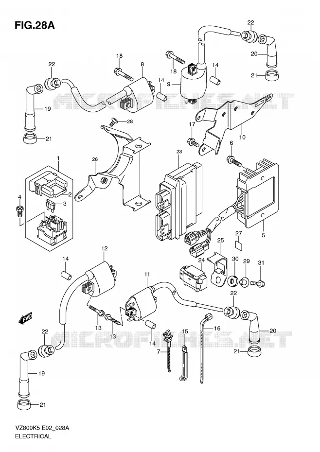 PARTIE ELECTRIQUE (MODEL K9) Suzuki MOTO 800 MARAUDER 2008  VZ800K8(E2)