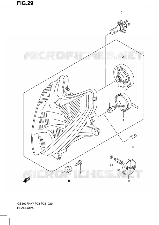 PHARE (GS500FH P3, P28, P33, P95) Suzuki MOTO 500 GS-F 2009  GS500FHK9(P3)