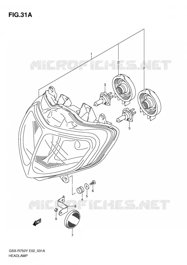 PHARE (MODELE K2/K3 E24) Suzuki MOTO 750 GSX-R 2002  GSX-R750U1K2(E2)