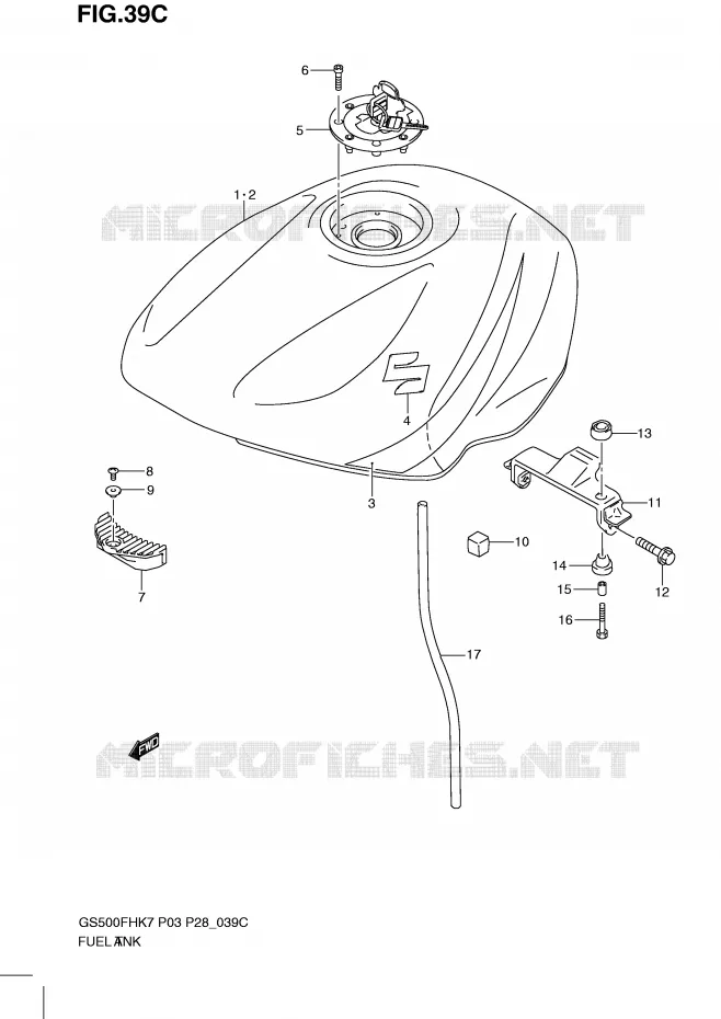 RESERVOIR D'ESSENCE (MODEL L0) Suzuki MOTO 500 GS-E 2009  GS500HK9(P3)