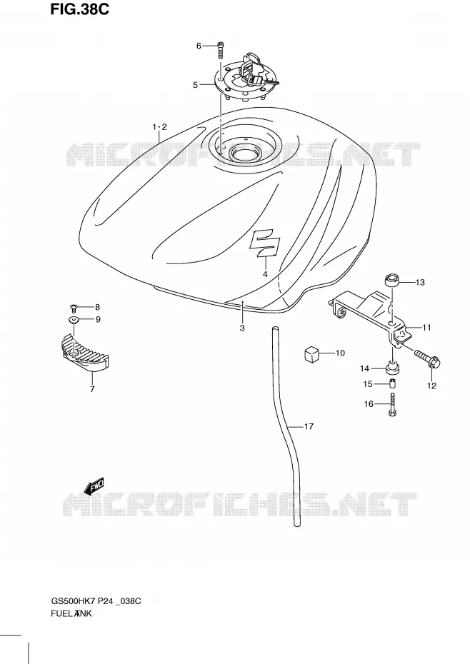 RESERVOIR D'ESSENCE (MODEL L0) Suzuki MOTO 500 GS-F 2008  GS500FHK8(P24)