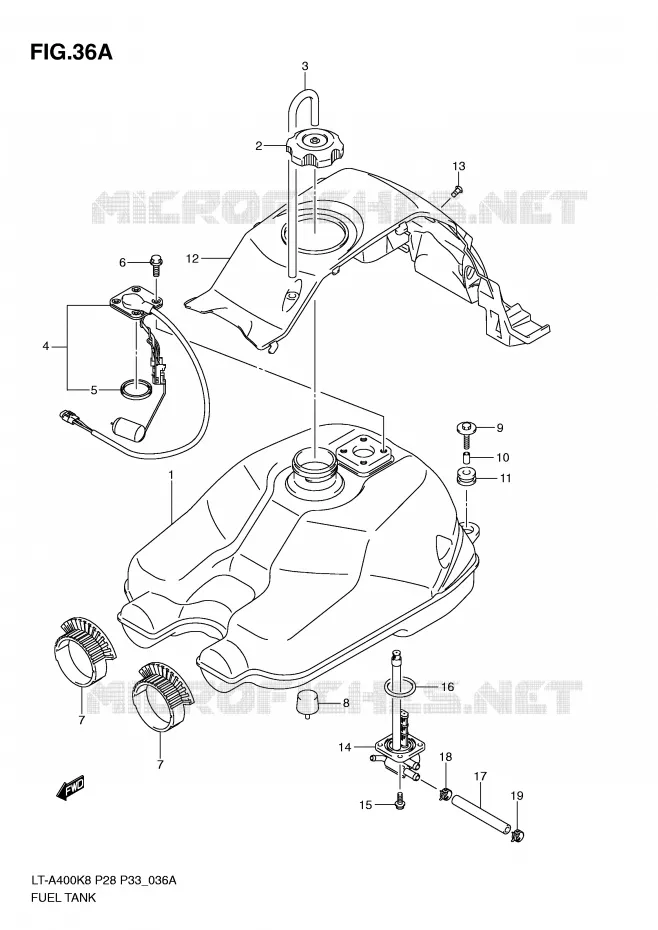 RESERVOIR D'ESSENCE (MODEL L0) Suzuki QUAD 400 KINGQUAD 2010  LT-A400L0(P28/P33)
