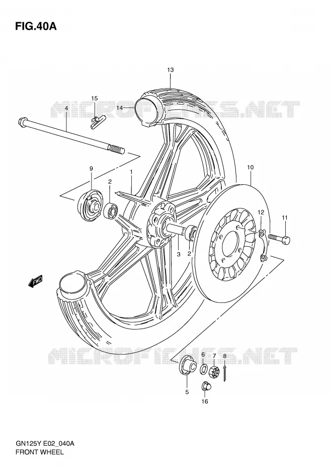 ROUE AVANT (GN125EV/EW/EX/EY/EK1) Suzuki MOTO 125 GN 2001  GN125EK1(E2)