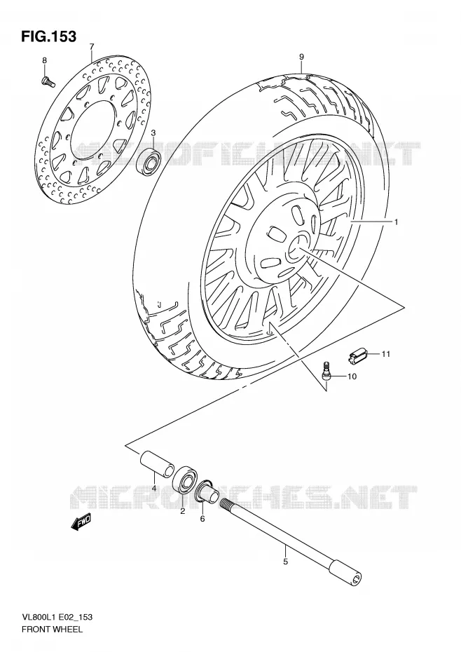 ROUE AVANT (VL800CL1 E24) Suzuki MOTO 800 VOLUSIA 2011  VL800UEL1(E2)