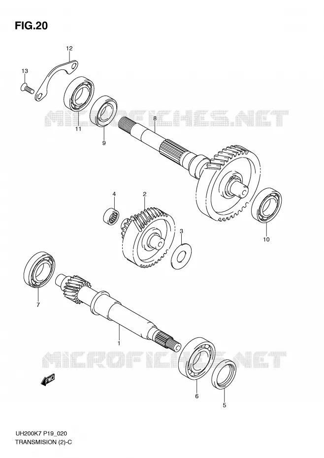 TRANSMISSION (2) (MODEL K7) Suzuki SCOOTER 200 BURGMAN 2010  UH200GL0(P19)