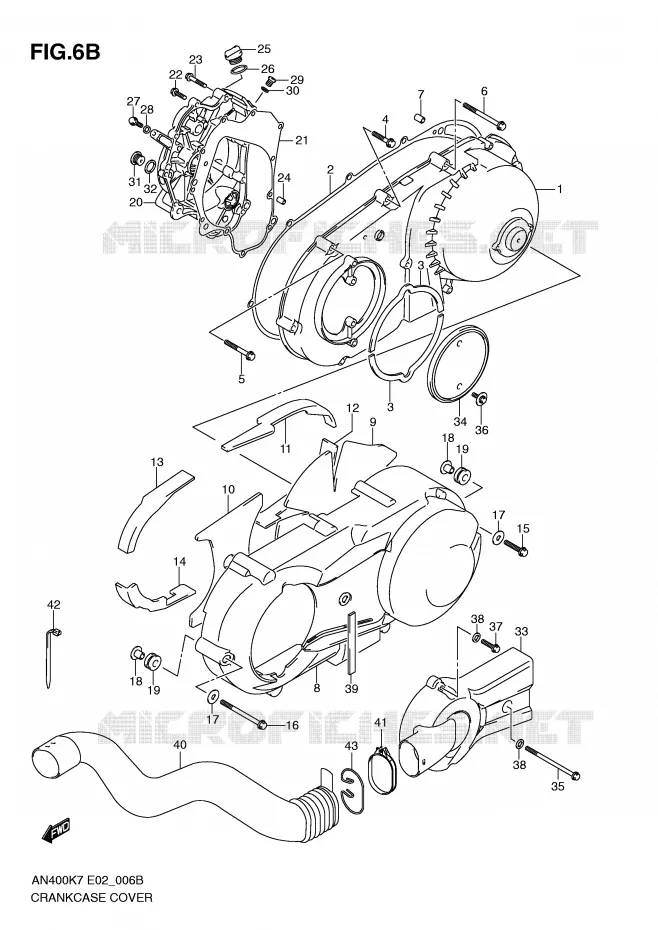 COUVERCLES DE CARTERS (MODEL L0) Suzuki SCOOTER 400 BURGMAN 2010  AN400AL0(E2)