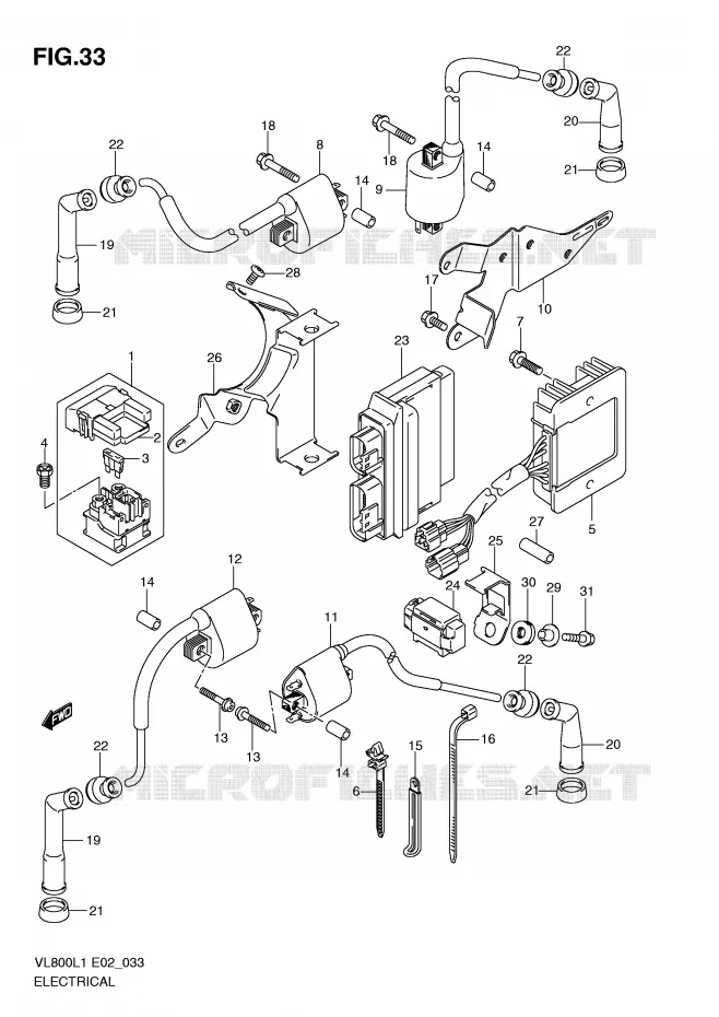 PARTIE ELECTRIQUE (VL800CL1 E24) Suzuki MOTO 800 VOLUSIA 2011  VL800CUEL1(E2)
