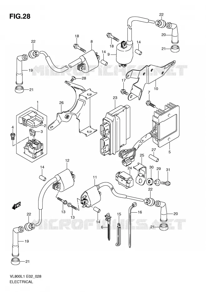 PARTIE ELECTRIQUE (VL800L1 E2) Suzuki MOTO 800 VOLUSIA 2011  VL800CL1(E2)